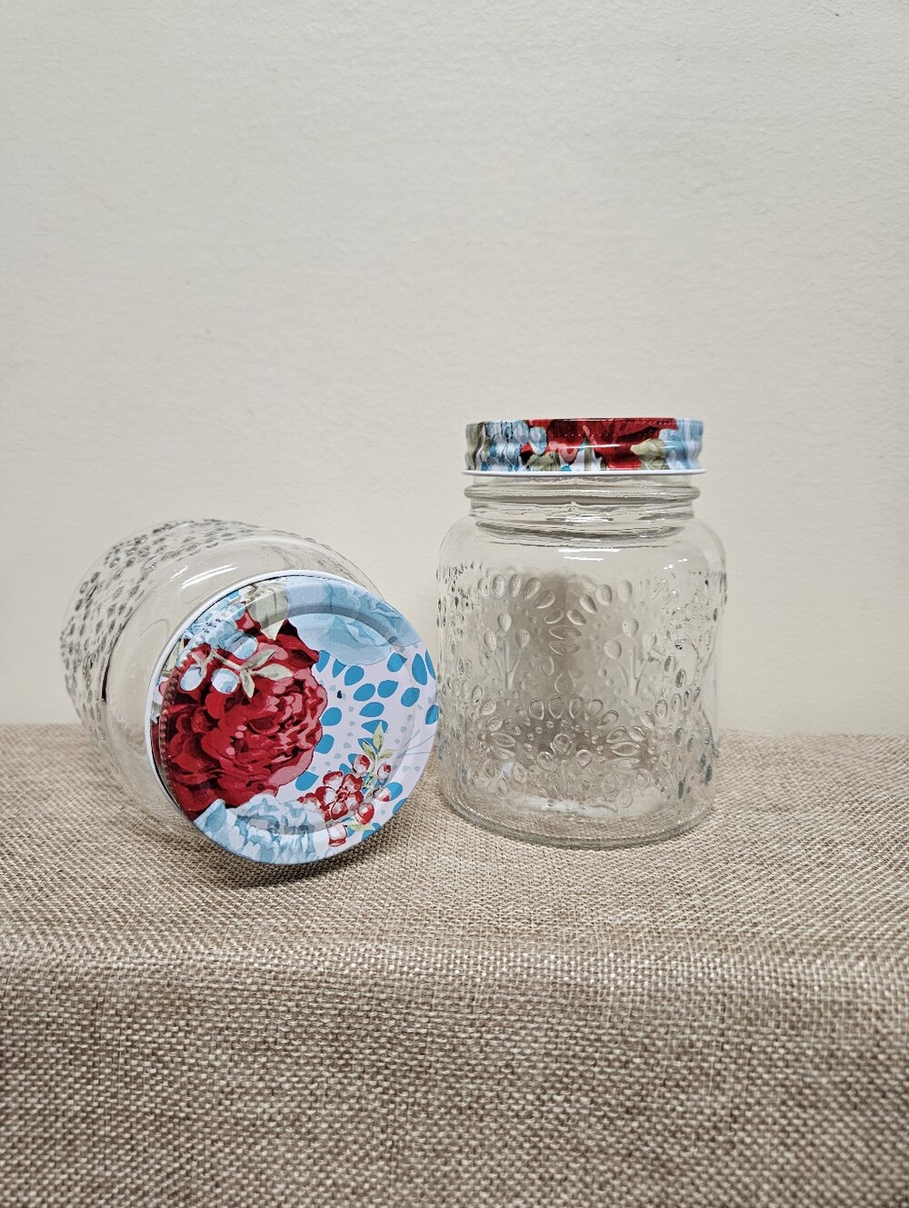 The Pioneer Woman Glass Storage Jars with Floral Lids - Betsy Collection